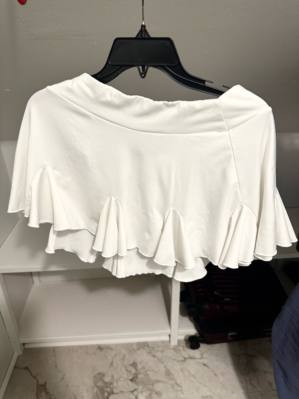 White Ruffle Hem Women's Skirt